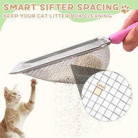 Cat Litter Scoop,Sturdy Litter Cleaner Corner Shovel,2Pcs Stainless Steel Mesh Litter Shovel,Easy to Clean Reptile Terrarium Sand Waste,Beach Shovel(Pink)