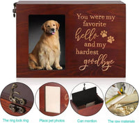 DGDCDV handmade pinewood pet urn with photo frame and flannel interior - view 3