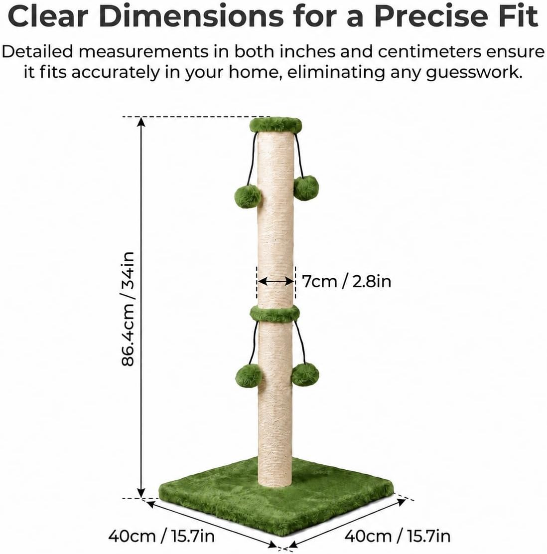 Dimaka 29in Cat Scratching Post - Green / 34 inches for Large Cats - image 2