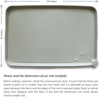 Hoki Found Silicone Pet Food Tray - Non Slip Pet Dog Cat Bowl Placemat - Feeding Mat - Waterproof Dog Cat Food Mats - For Carpet - Cream Green