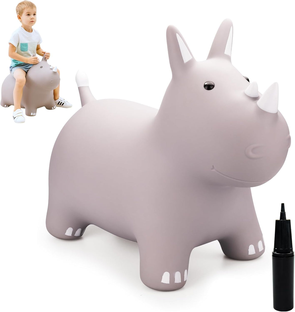 ZOOJOY Inflatable Horse Hopping Toy - Grey Rhino