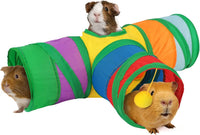 Guinea Pig Tunnel Hideout 3-Way Collapsible Small Pet Tubes - Rainbow
