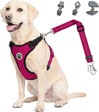 Lukovee Dog Car Harness Seat Belt Set - X-Small / Rose