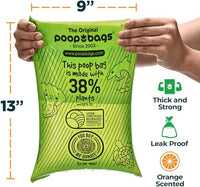 The Original Poop Bags® Dog Poop Bags Rolls – Orange Scented, 38% Plant-Based, USDA Certified, Heavy-Duty Poop Bags for Dogs, 960 Count