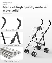 Pet Stroller with 4 Wheels for Small/Medium Pets, Portable Travel Foldable Carrier Jogger for Dog Cat Puppy Kitty, Rear Wheel Breaks, Storage Basket, Visible Mesh with Weather Cover (Black)