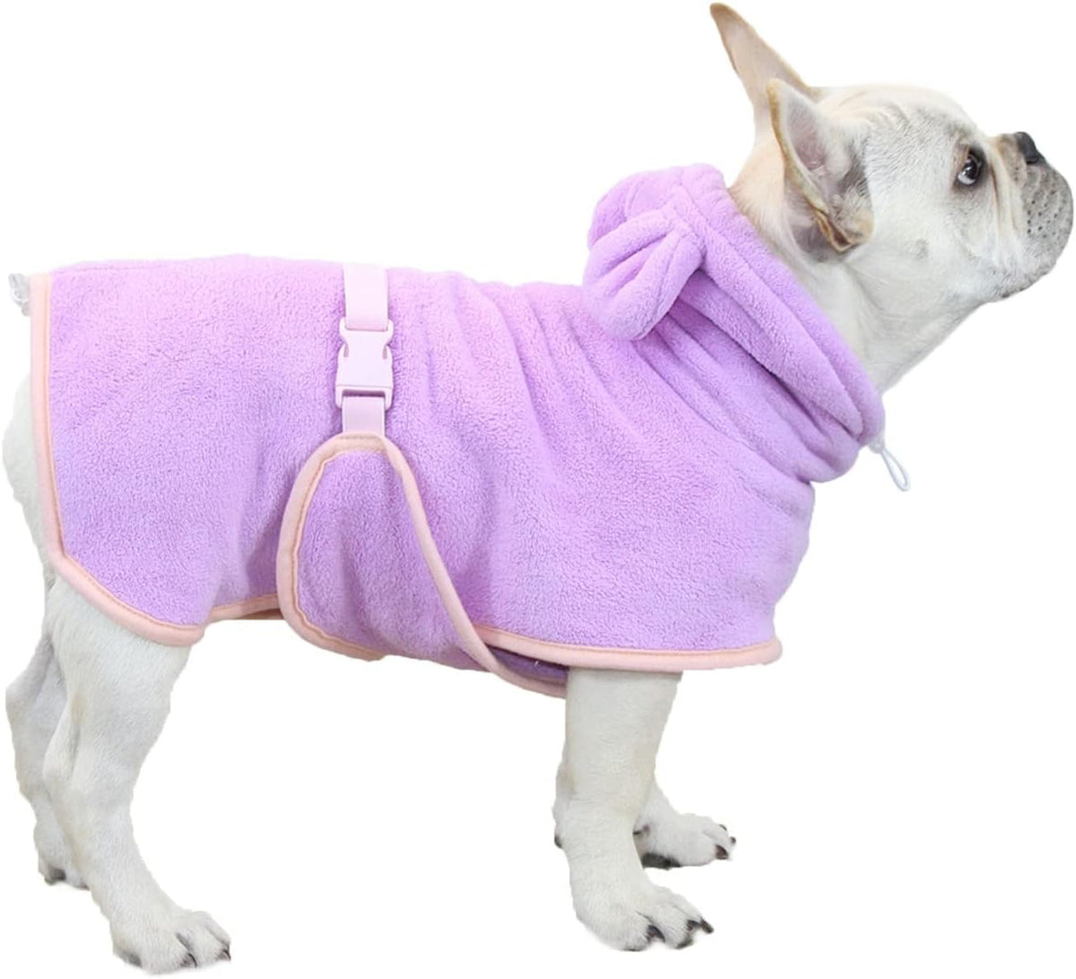 Dog Bathrobe, Microfiber Fast Drying Absorbent Hooded Bath Towel White for Puppy Small Medium Large - XS:10-20LB (2nd Generation) / Purple