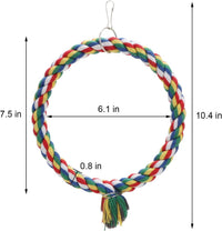 Wontee Bird Swing Colorful Rope Perch Climbing Toy for Parrots – Essentials for Birds - Small (7.5 inch) - image 3