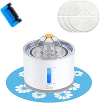 Wonder Creature Cat Water Fountain Stainless Steel Lid 81oz/2.4L-3 - Round Fountain+3 Filters+1 Mat
