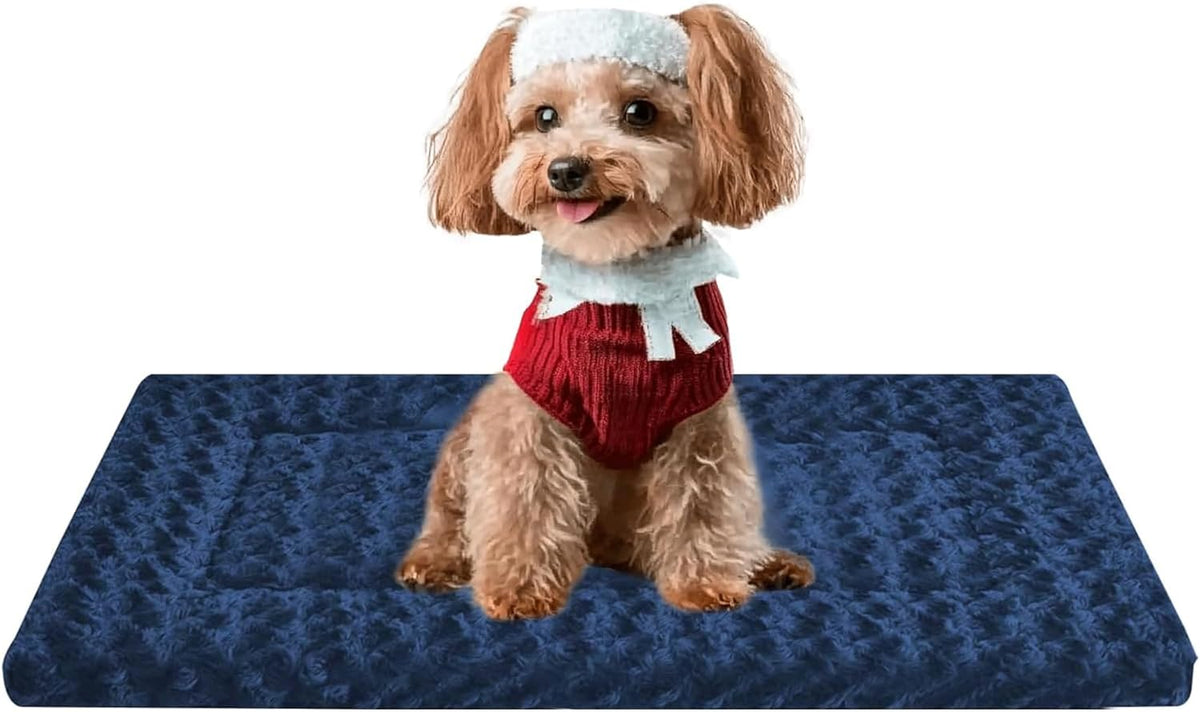 Dog Bed Mat, Reversible Crate Pad - 24"L*18"W*1.5"Th / Navy Blue-1pc