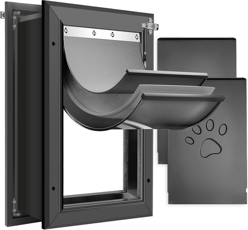 [Petoasis] 3-Flaps Heavy-Duty Dog Door - Black / X-Large / For Wall