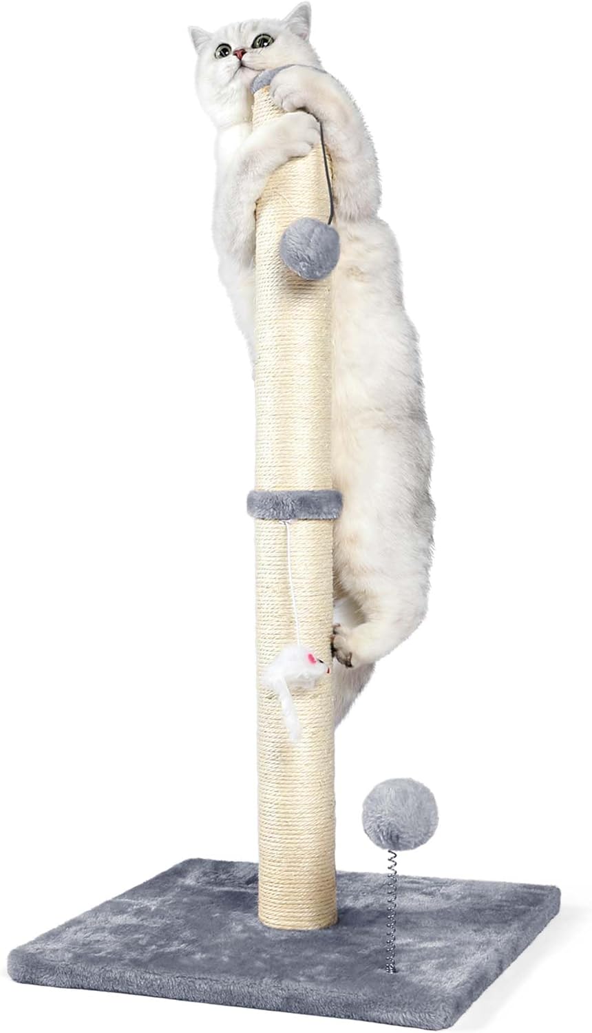 ANWA 32" Tall Sisal Cat Scratching Posts Tree for Indoor Cats Adults - Basic Cat Post Gray