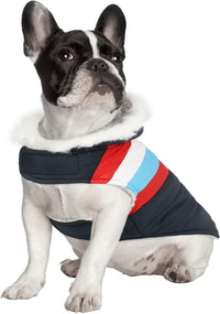 HDE Dog Puffer Jacket Fleece Lined Winter Coat & Harness Hole NVY - Medium / Patriotic - image 2