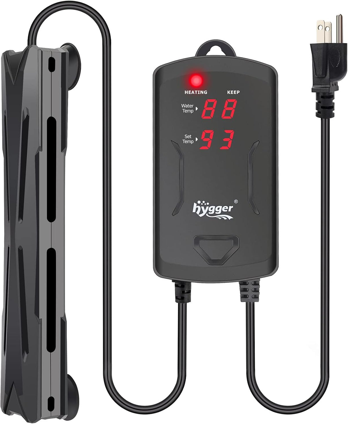 hygger 40-75 Gallon Aquarium Heater with LED Display Controller - 200W