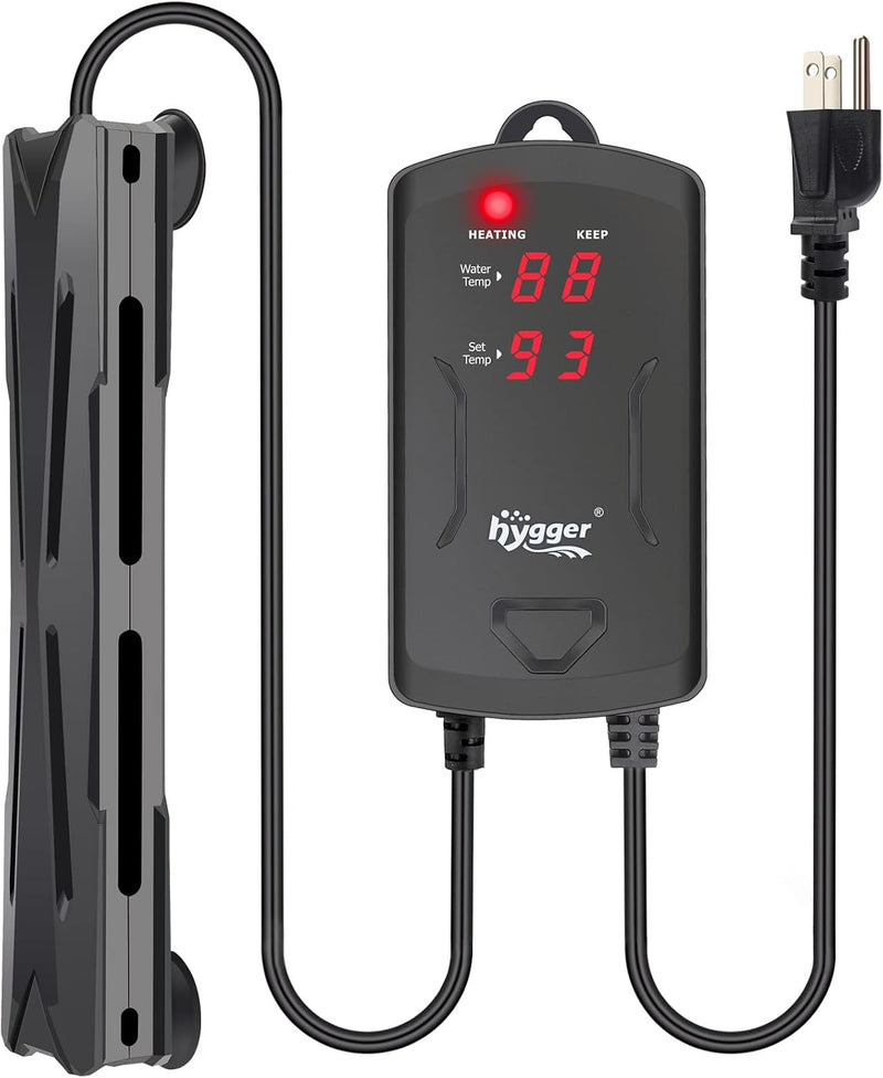 hygger 40-75 Gallon Aquarium Heater with LED Display Controller - 200W