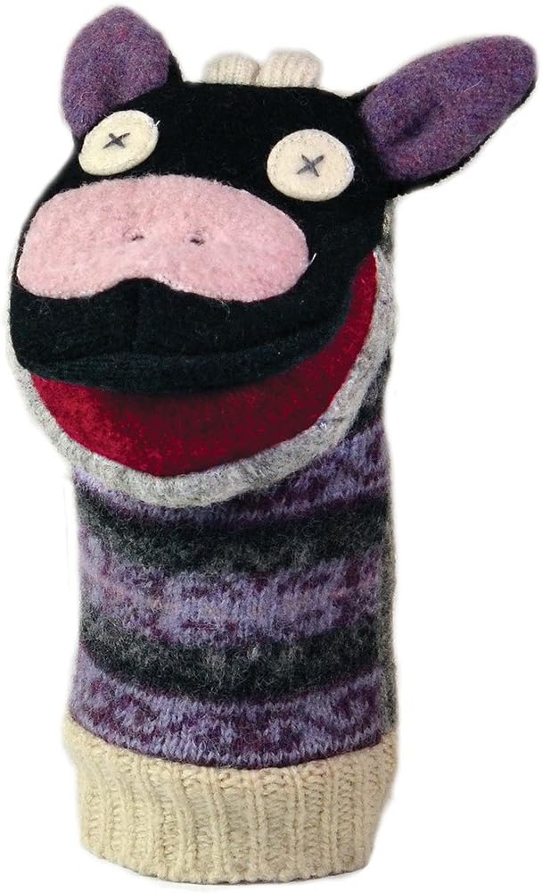 Cate and Levi reclaimed wool hand puppet, handmade dog in mixed colors, 12 inches - view 3