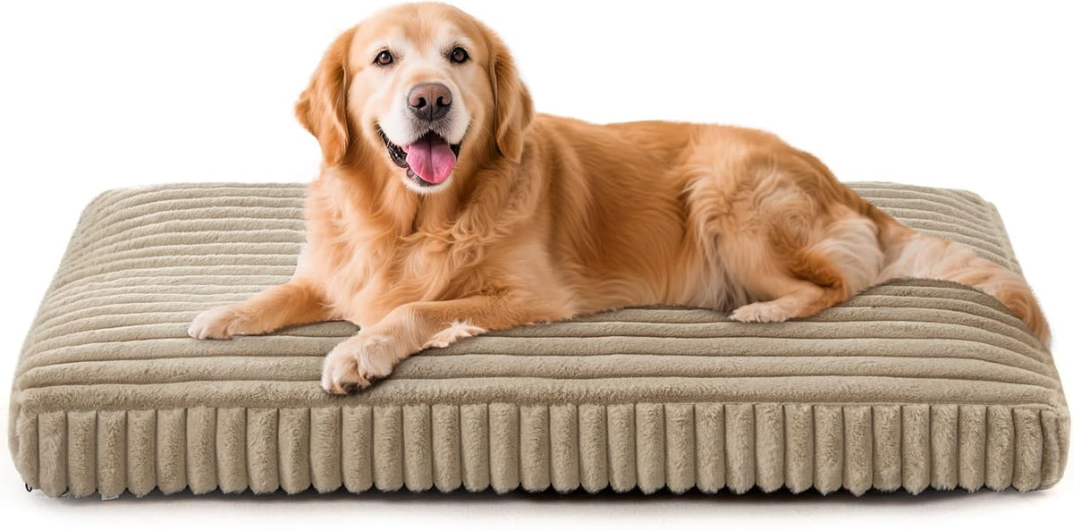 FURTIME Dog Beds Large Sized Dog, Washable Dog Bed for Crate - Beige / XL(44"x31"x4")