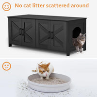 31.5" L Cat Litter Box Enclosure with Barn Door - 47.2"L / Black - image 3
