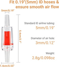 Moonorange Aquarium Air Pump Accessories Kit with Standard Tubing - 10pcs Check Valve-Red - image 2
