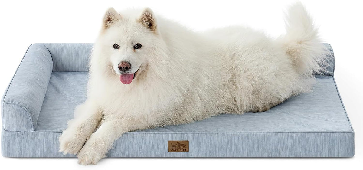 COZY KISS Orthopedic Dog Cooling Bed Washable for Extra Large Dogs - Blue / XXL: 48*32*7.5"