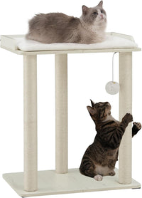Modern Cat Tree for Large Cats, Full Sisal Cat Scratching Post – Essentials for Cats - White / 22"L x 15.7"W x 26.7"H
