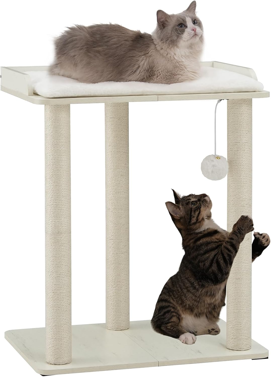 Modern Cat Tree for Large Cats, Full Sisal Cat Scratching Post – Essentials for Cats - White / 22"L x 15.7"W x 26.7"H