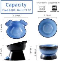 Nihow Elevated Ceramic Dog Bowls: 6.5 Inch Raised Dog Bowl for Food - 8.5 OZ + 22 OZ (2 Bowls) / Blue & Black - image 2