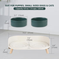 Elevated Ceramic Dog Bowl Set - Green / Small - image 2