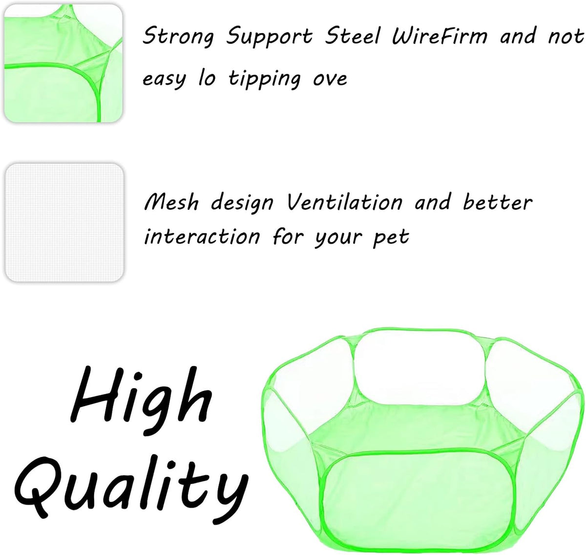Small Animals Playpen, Portable Pop-up Open Interactive Pet Tent - Green - image 4