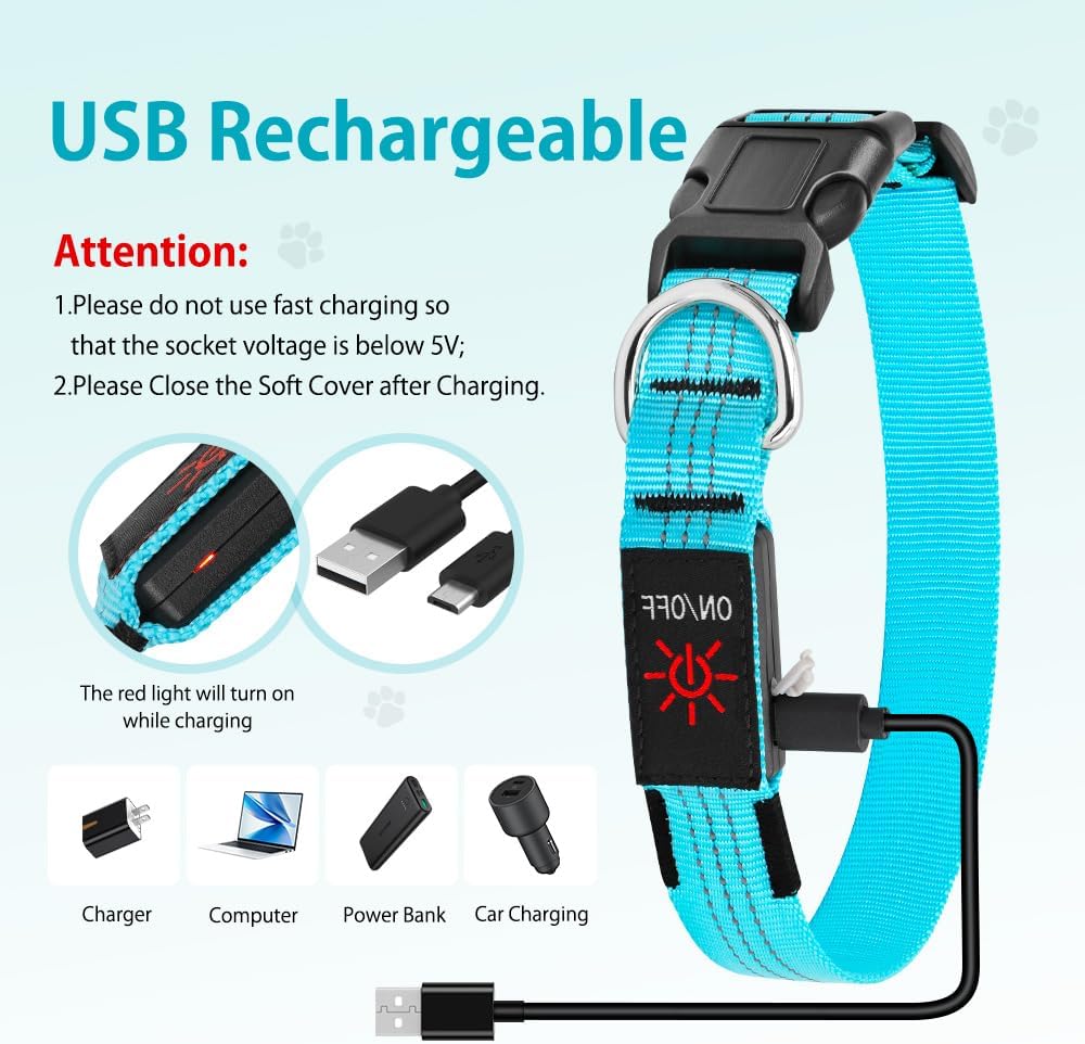 Light Up Collar for Small Dogs& Cats - S (11.8-15.7inch/ 30-40cm) / Blue - image 3