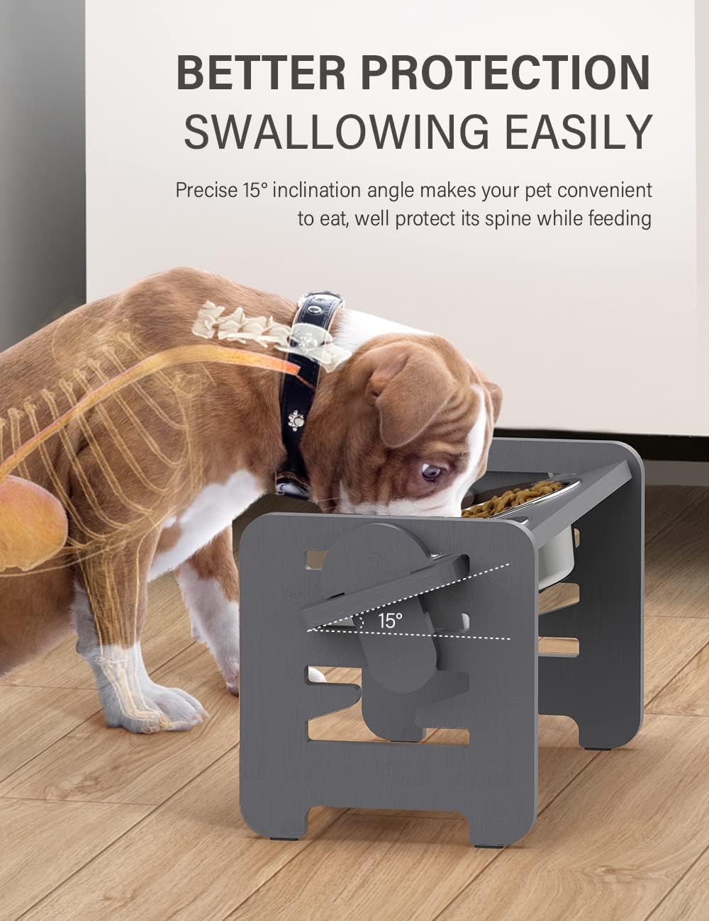 Elevated Dog Bowls, Raised Dog Bowl Stand Adjustable Small - Gray / Small / Without Mat - image 4