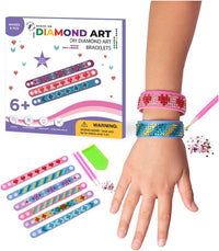 Little Jupiter diamond art bracelet kit with 6 EVA foam snap bracelets, resin gems and pen tools