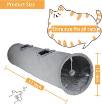 Cat Tunnel for Indoor Cats, 51×12 inch Foldable Big Cat Tunnel - Grey - image 4