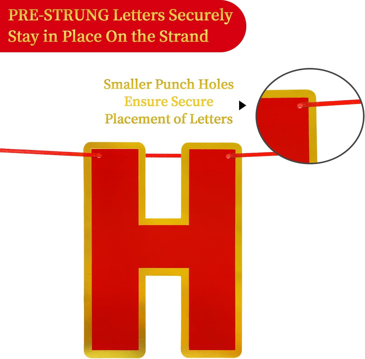 Pre-Strung Happy Birthday Banner - Red - image 4
