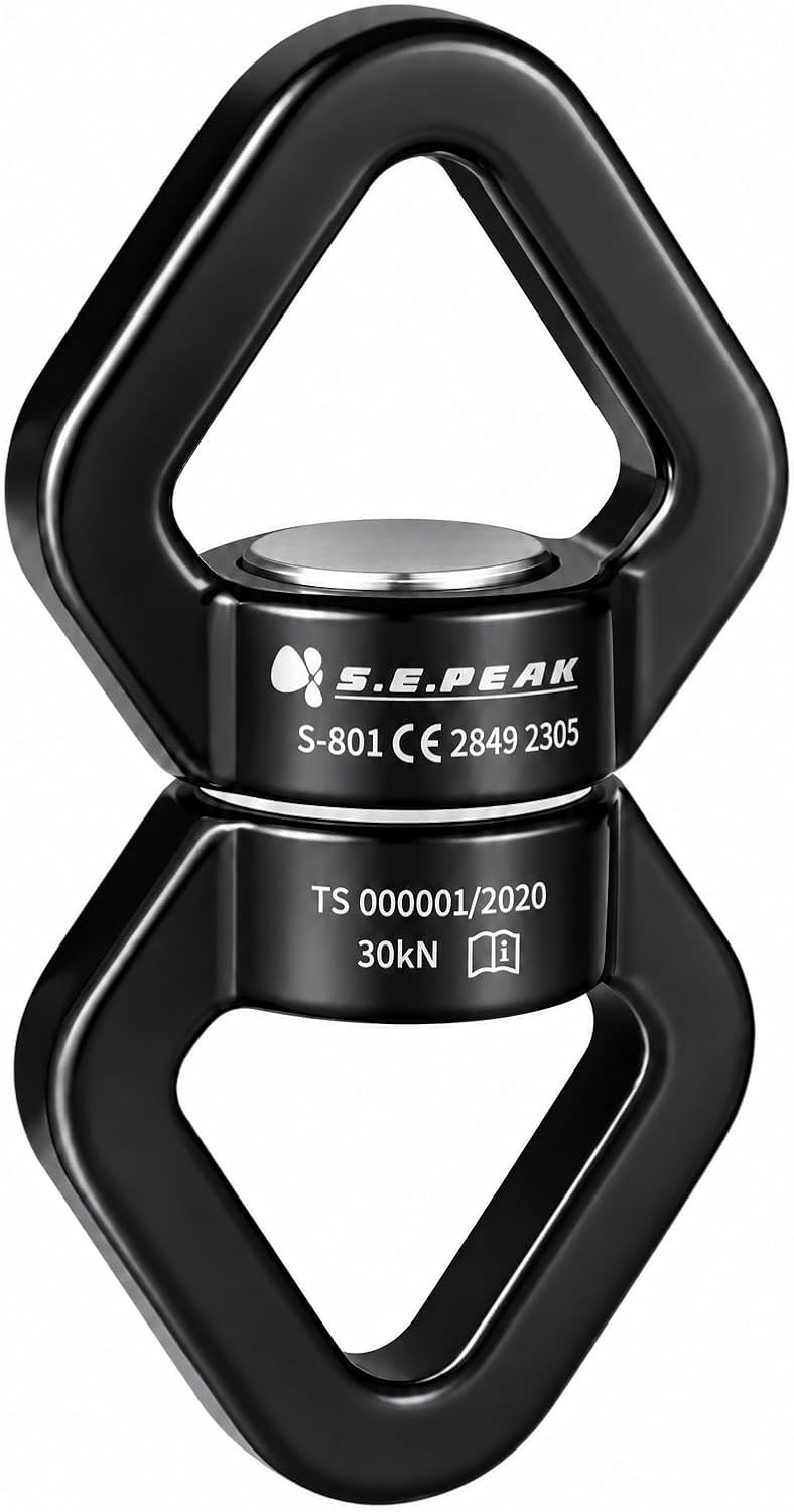 S.E.PEAK black anodized aluminum 35kN swing swivel with 360 degree rotation - view 5