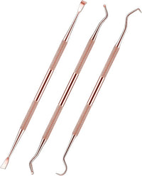 3 Pieces Dog Dental Tooth Scaler and Scraper Stainless Double Headed Tarter Removing Tool Scraper Pet Teeth Cleaning Tools for Dog and Cat (Rose Gold)