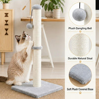 Dimaka Tall Cat Scratching Post Tree Scratcher with Sisal Rope - Grey / 34 inches for Large Cats - image 3
