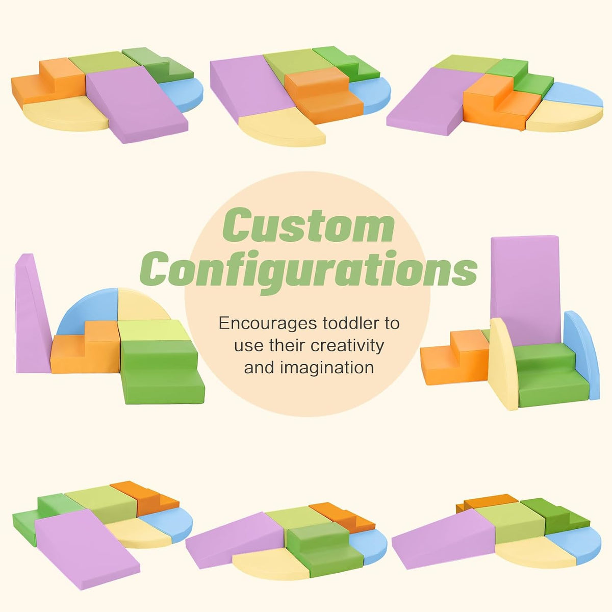 TODIBY 6-Piece Soft PU Leather Toddlers Climbing Toys - Apricot Pink, Blue, Orange, Green, Purple / Regular Size - image 3