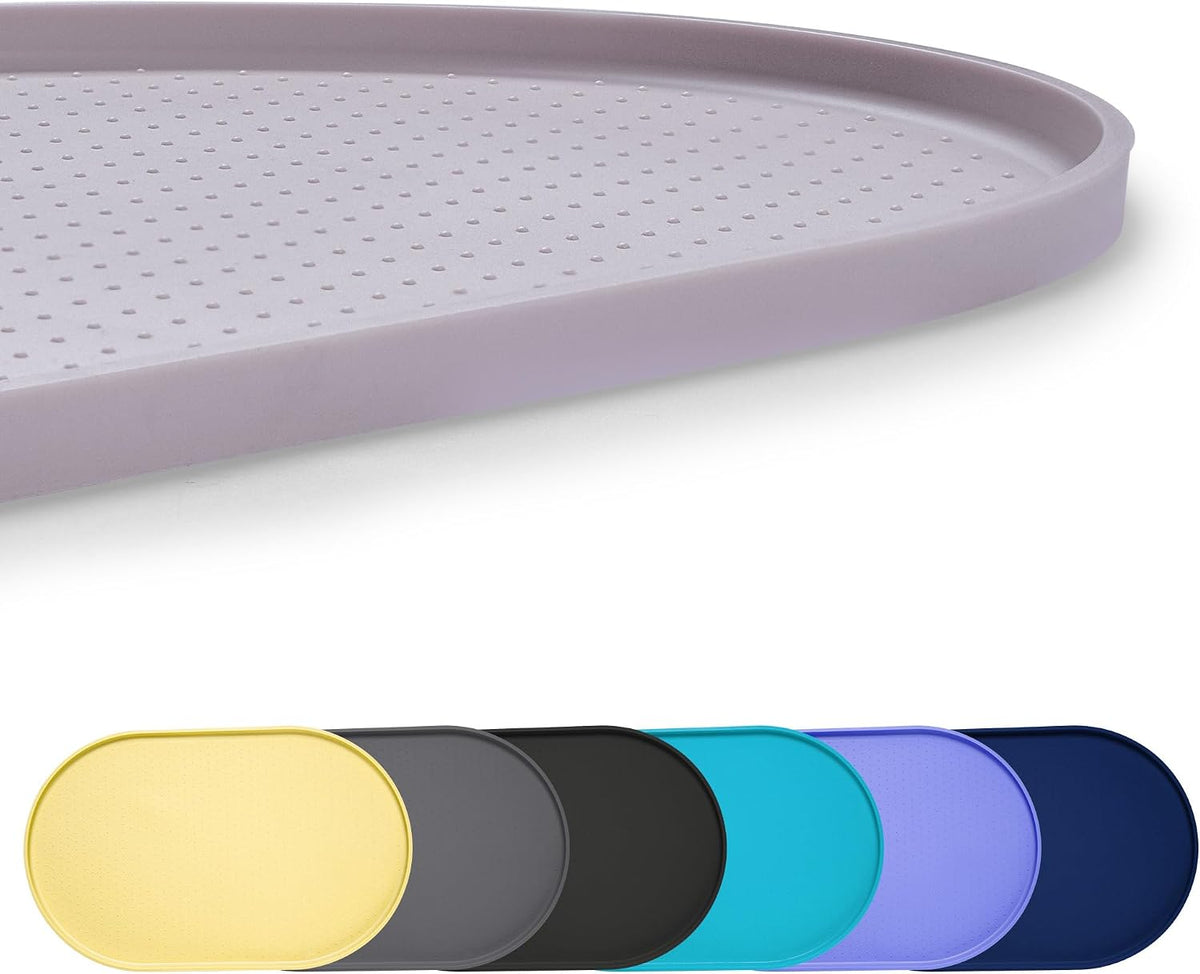 100% Waterproof 0.5" Raised Edge BPA Free Silicone Dog Food Mat - 32x24x1.0 Inch / Dove