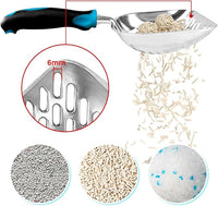 Cat Litter Scoop-Metal Cat Scooper-Long Handle Scoop,Cat Scooper-Poop Sifting-Mesh Shovel-Suitable for Cat Litter Box(Blue)