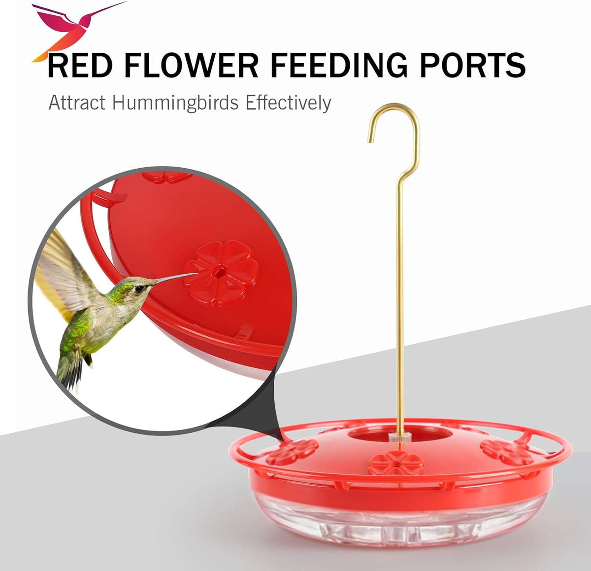 2 Pack 16 oz Saucer Hummingbird Feeders for Outdoors - Pure Red / 1-Feeder Set - image 2