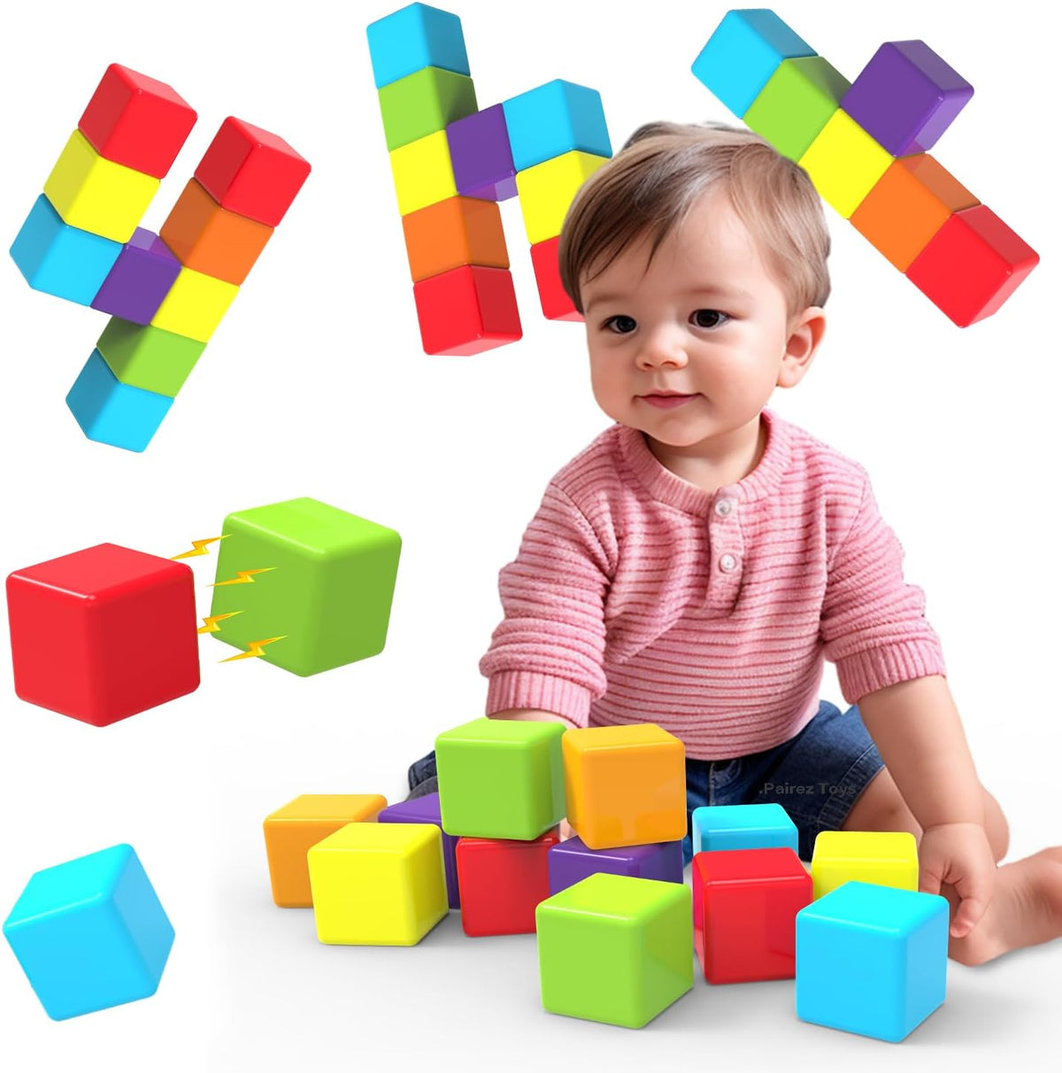 Magnetic Building Blocks Large - Multicolor - 12 Pieces