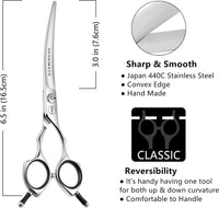 Curved Dog Grooming Scissors, Trimming Face and Paws. - Curved / 6.5" - image 2