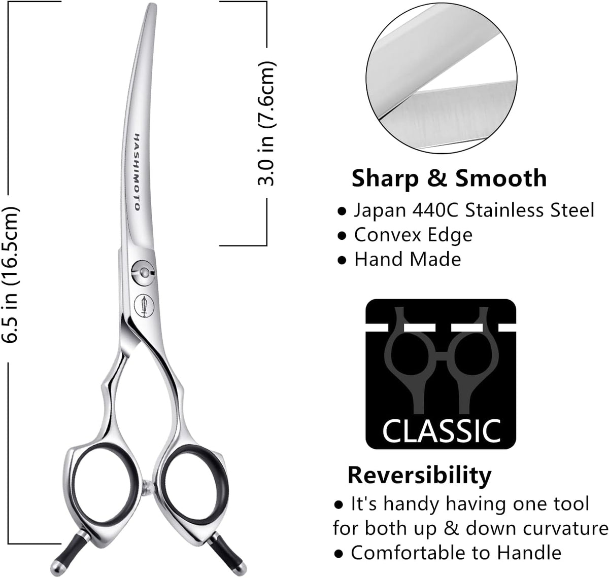 Curved Dog Grooming Scissors, Trimming Face and Paws. - Curved / 6.5" - image 2