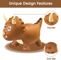HotMax Bouncy Horse, Dinosaur Hopper Toys for Kids - Brown Triceratops