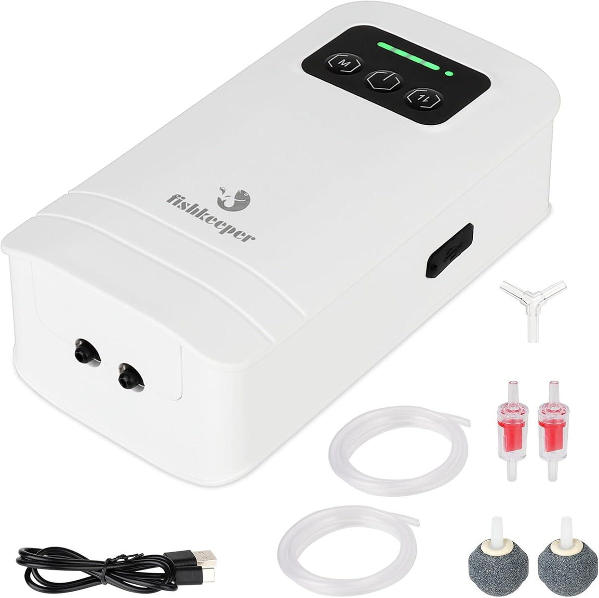 fishkeeper Battery Powered Aquarium Air Pump - L(6W-6000mAh for 10-210Gal)