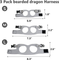 SEZDEKI 3 pack grey leather bearded dragon harness set with retractable leash - view 2