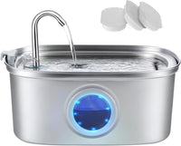 Stainless Steel Cat Water Fountain - 3.2L Fountain+3 Filters + 1 Sponge