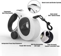 4-in-1 Retractable Dog Leash with LED Light & Dispenser & Poop Bags – Essentials for Dogs - Small - image 2