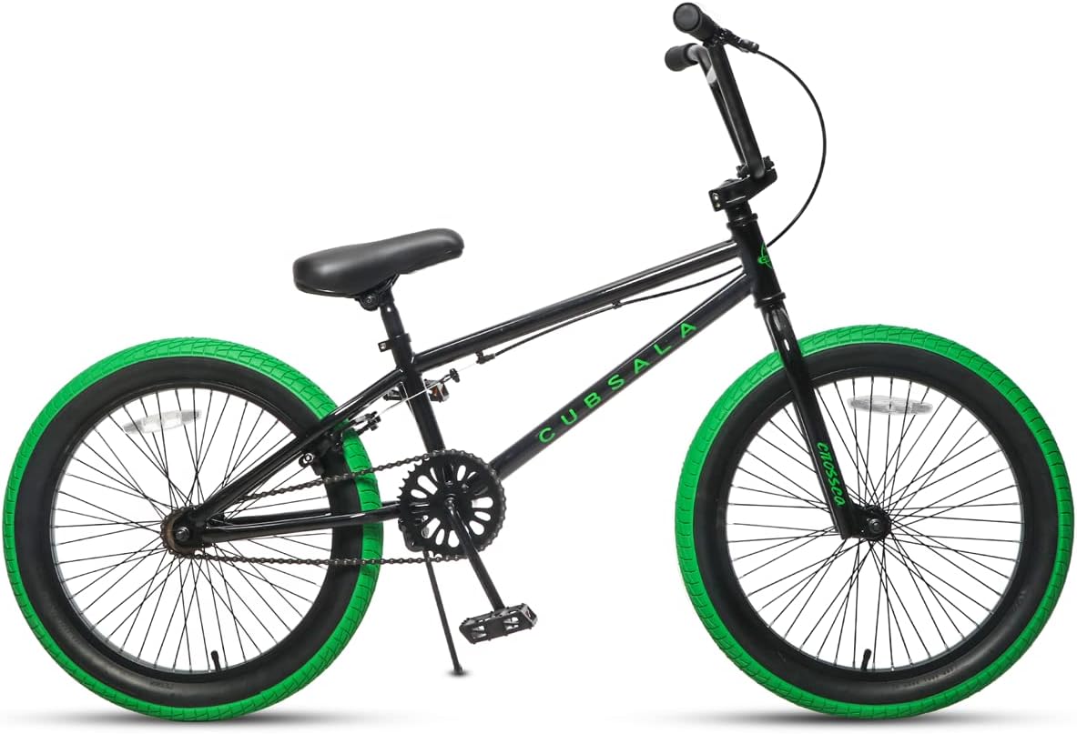 cubsala Crossea 18 20 Inch Kids Freestyle BMX Bike for 5-13 Years Old – Fun for Kids & Family - Black & Green / 20 Inch / Without Pegs - image 4