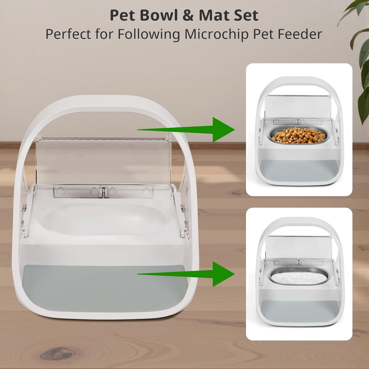 Bowl & Mat Set for Automatic Microchip Cat Pet Feeder - Silvery Bowls / 2+1 Pack - image 4